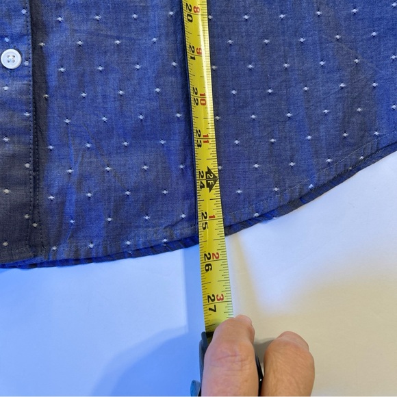 Women Medium Blue
Chambray Button-Down
Sleeveless Shirt Top Polka Dot cotton - Picture 9 of 9